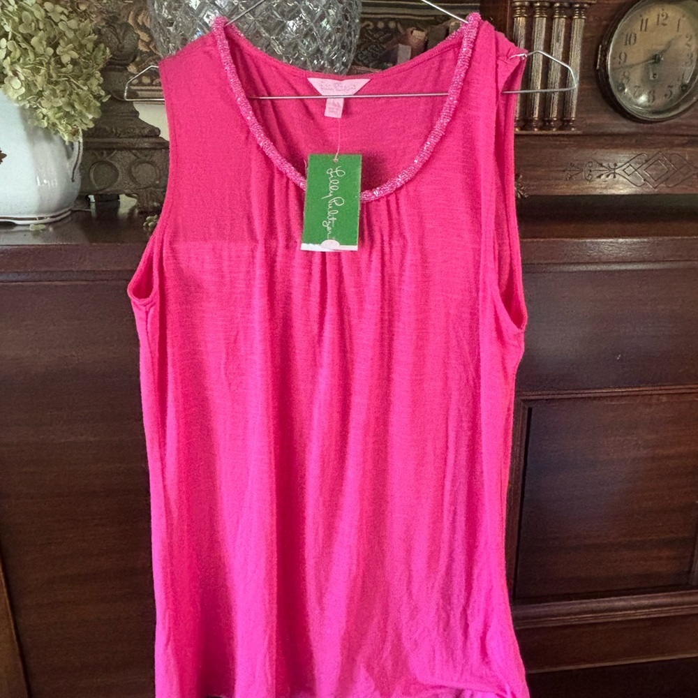 Lilly Pulitzer Hot Pink Sleeveless Tank with Trim